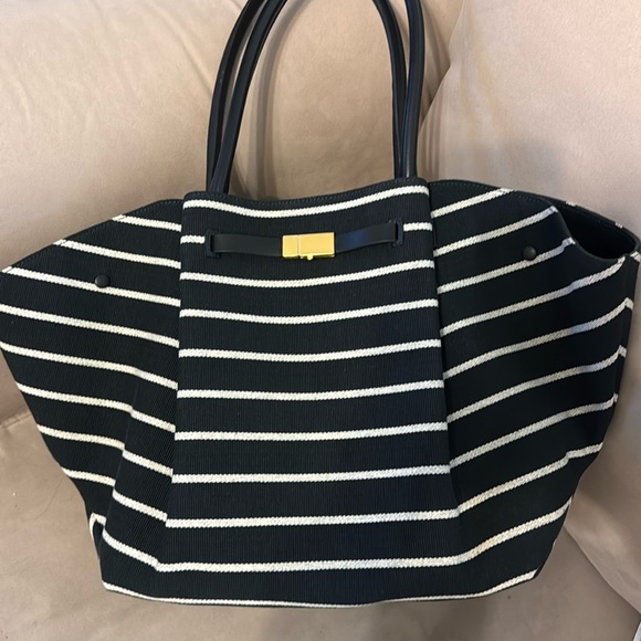 Demellier New York tote in black and white canvas - Picture 2 of 12